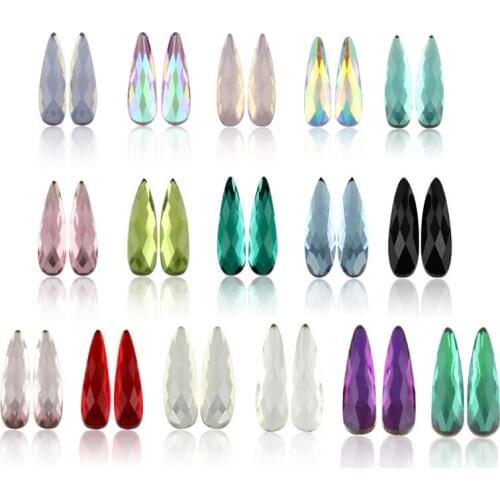 100PCS 3x10mm Raindrop Clear AB No Hotfix Rhinestones Multi Colors 3D Nail Art Gllitter Teardrop Glass Crystals