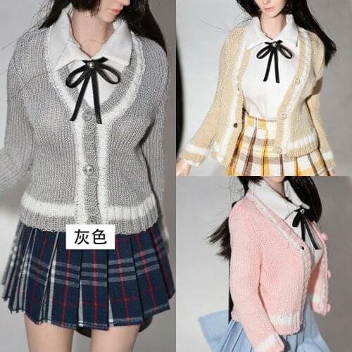 1/6 Girl Sweater Cardigan School Uniform Jacket Soldier Clothes Model Fit 12'' Action Figure Body