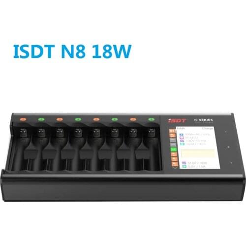 ISDT N8 18W 1.5A 8 Slots LCD AA/AAA Battery Quick Charger for LiIon LiHv Life NiMh Nicd Nizn