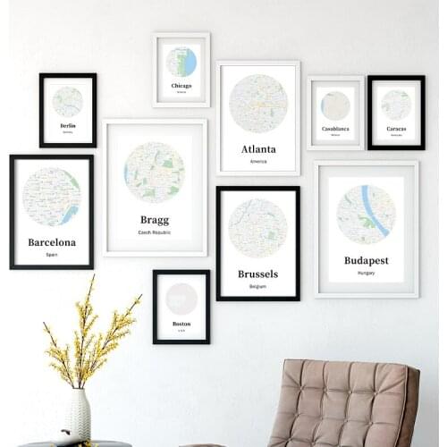 World Famous Cities Map Poster minimalist Wall Art nordic Canvas Painting Prints Pictures for Living room Home cuadros Decor
