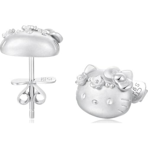 Japanese and Korean version of cartoon fashion KT cat anime earrings female silver-plated jewelry summer ear jewelry