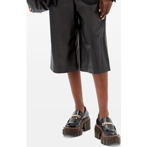 MUMANI Woman‘s 2021 New Loafers Shoes Genuine Leather High Heels Platform Thick Heel Pumps Retro Slip-On Round Toe Lady Footwear