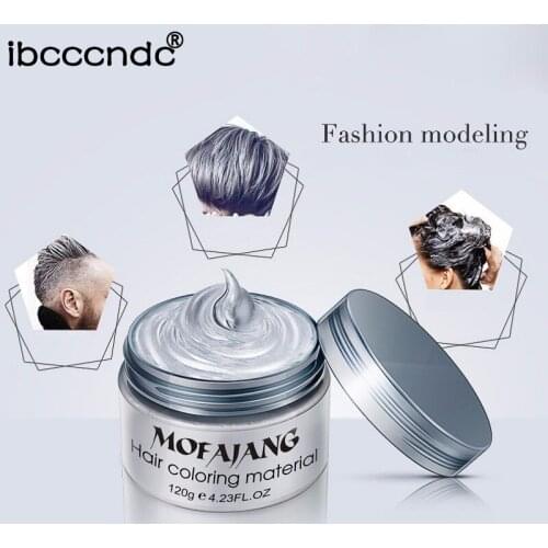 1 pc Unisex Color Hair Wax Dye One-time Molding Paste Burgundy Grandma Gray Green Hair Dye Wax 120g Hair Salon