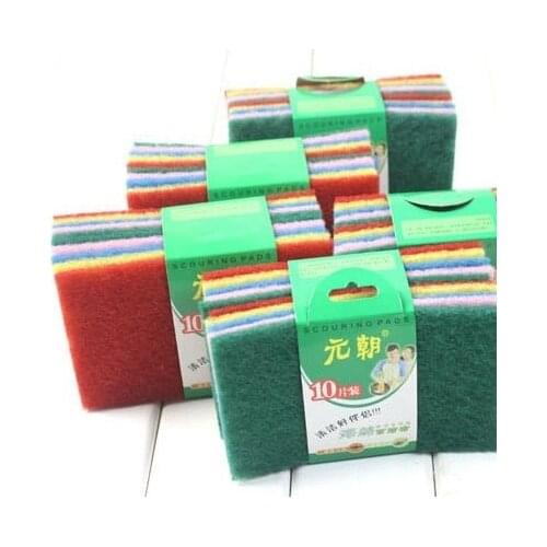 15 cm* 10 cm Wholesale Kitchen Polyester Dish Wash Washing Wiping Cleaning Cloth Rags Scouring Pad 10 packs/Lot