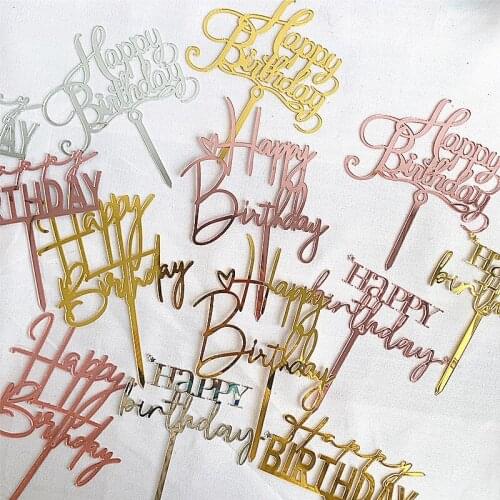 10cm width 16cm tall Creative birthday cake decoration black gold love acrylic cake insert card