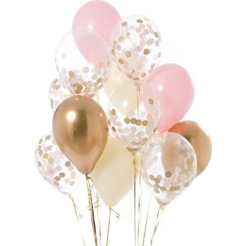 12Pcs Metallic Latex Balloons Rose Gold Confetti Balloon Birthday Party Decoration Kids Adult Air Balls globos Wedding Decor