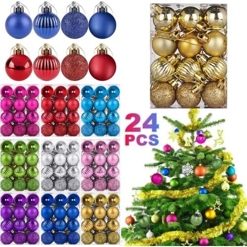 24pcs Christmas Ornament For Xmas Tree Home Decor Light Balls Natal Deco Ball 2021 Hanging Pendent New Year Cocina