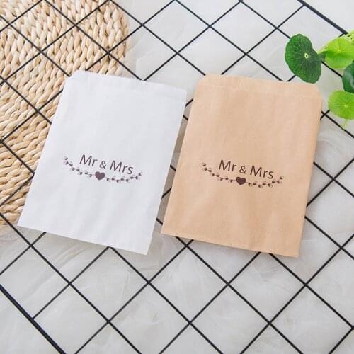 25pcs/Lot Mr & Mrs Wedding Favor Bag,Bakery Bags for Cookies, Popcorn,Candy,Gifts Valentines Day Party Favor Bags