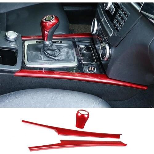 3*Red Console Gear Shift Knob Panel Trim For Mercedes Benz C Class W204 2008-13