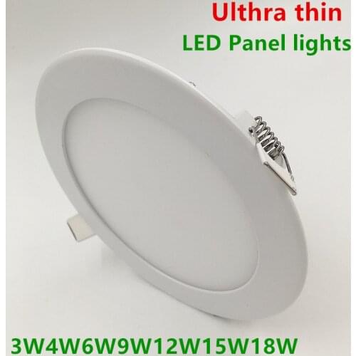 30pcs/lot Round/Square led Panel Down lights 3w 4w 6w 9w 12w 15w 18w 25w AC110V-240V Flush Mount Ulthra thin LED ceiling lamps