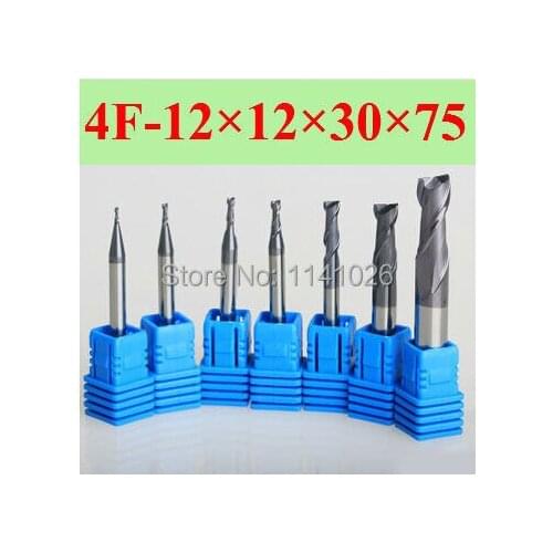 4F-12*12*30*75,HRC50,Spiral Bit Milling Tools Carbide CNC flat End mills Router bits , the lathe tool,boring bar,cnc,machine