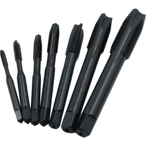 7pcs Machine Taps Kit Metric Plug Hand Tap Drill Bits HSS M2 Screw Spiral Point Thread M3 M4 M5 M6 M8 M10 M12 Metalworking