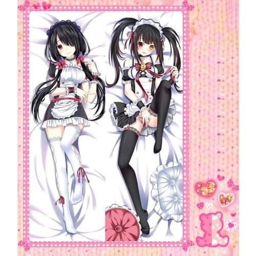 Anime Cartoon Date A Live tokisaki kurumi Double Bolster Hugging Pillow Case Cover Pillowcase Peach Skin 2 Way No.12031