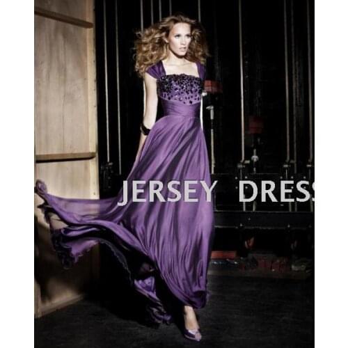 Free shipping custom Elegant purple Dotted Tulle Prom Gowns crystal Lapel Neck Buttons 2021 A Line Tea Length Homecoming Dress