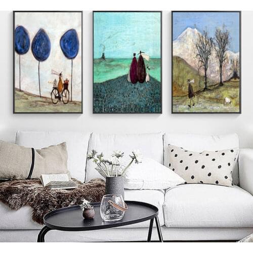 Frameless Nordic Happiness Family Simple and Creative Living Room Decoration Painting Sofa Bedroom TV Wall Hanging Painting Art