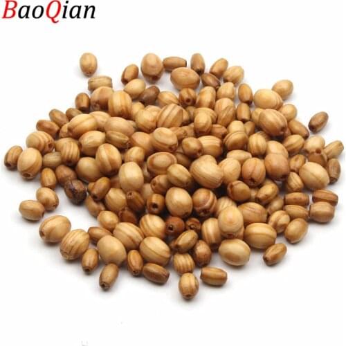 Natural Oval Pine Wood Beads DIY Wood Color Necklace Bracelet Making Jewelry Accessories 5x8 6x8 8x10mm