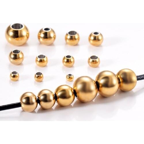 50pcs Stainless Steel 2.5 3 4 5 6 8mm Gold Spacer Beads Charm Loose Beads DIY Bracelets Beads for Jewelry Making Accessories