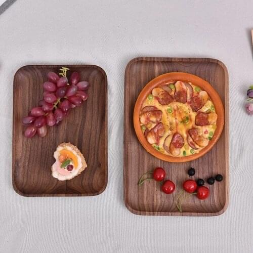 Black Walnut Wood Plate candy Fruit Dishes Saucer Dessert Dinner Bread Pizza Food Storage Tray 30x20CM