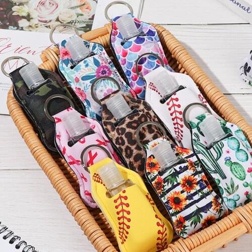 30ml Bathroom Hand Sanitizer Keychain Holder Travel Bottle Refillable Containers Flip Cap Reusable Bottles with Keychain Carrier