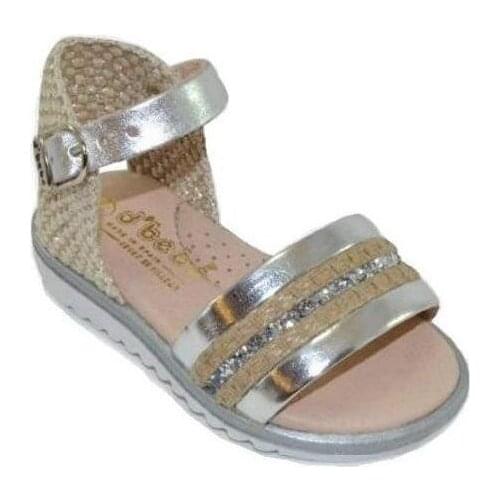 Sandals for baby girl in leather and raffia brand D'Bebé