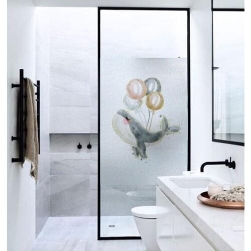 120cm Stained Glass Electrostatic Dolphin Print Window Film Frosted Opaque Privacy Glass Film Home Decoration Window Decoration