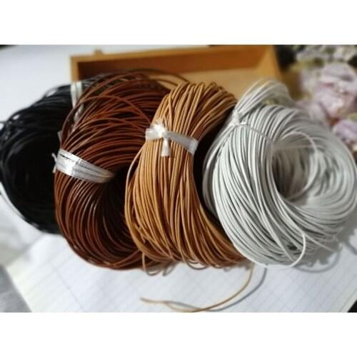 5M 2mm White Black Coffee Leather rope Genuine Cow Leather Round Thong Cord DIY Bracelet Findings Rope String For Jewelry Making