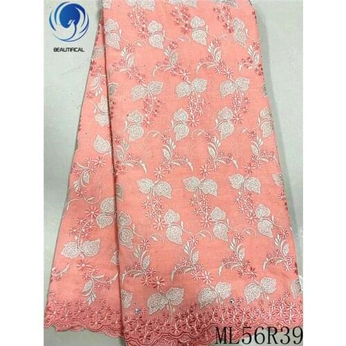 BEAUTIFICAL Nigerian lace fabrics Embroidery flowers voile lace african cotton lace fabric for dress hot sale ML56R39