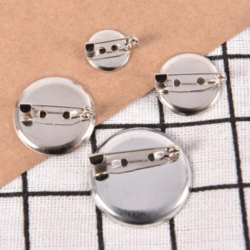 20Pcs Round Brooch Base 1.5 2 2.5 3 Cm Alloy Cameo Cabochon Base Setting Cabochon Blanks Trays With Brooch Pins