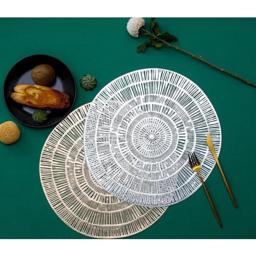 PVC Round Placemat Hollow Design Heat Insulation Non-Slip Easy Clean Restaurant Coffee Coaster Home Decor Plate Mat Diameter38cm
