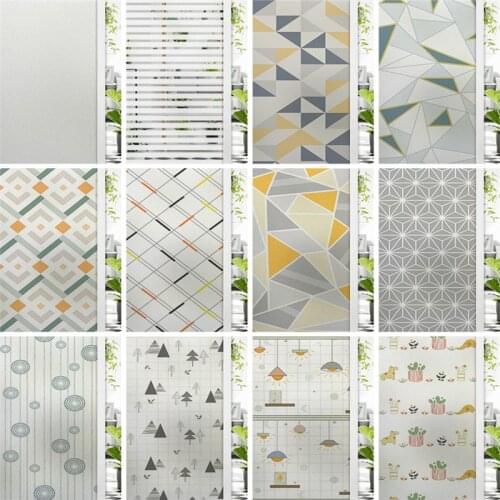Nordic geometric pattern glass sticker bathroom toilet frosted electrostatic glass film opaque privacy and shading glass film