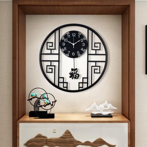 New Chinese Wind Wall Clock House Decoration Living Room Decoration Wall Clock Modern Design 50cm Pendulum Clock