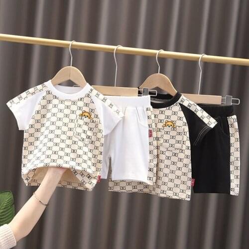 New Baby Boys Short Sleeve T Shirt Sets Childrens Clothing Summer Kids Costume Handsome Casual Two Piece Suits