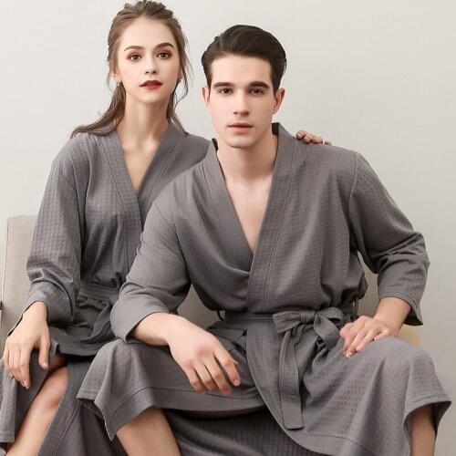 Lovers Summer Water Absorption Towel Bath Robe Men Sexy Kimono Waffle Bathrobe Mens Plus Size 3XL Dressing Gown Male Robes
