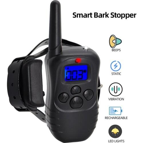 998DB 300M Range Rechargeable Waterproof Dog Training Collar 100 Levels Smart Electric Beep Vibration Shock Pet Training Collar