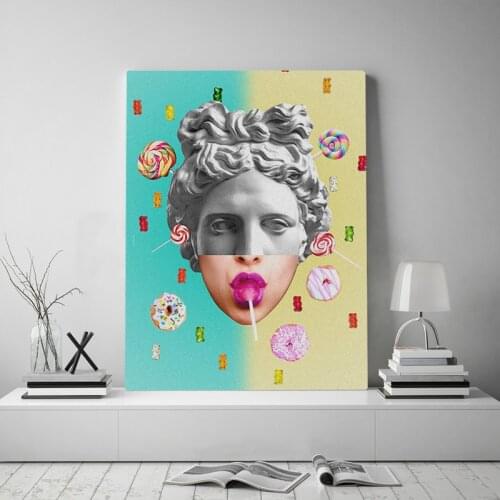 Prints Posters Greek Statue Home Decor Fashion Canvas Painting Colorful Lollipop Wall Art Modern Bedroom Cuadros Modular Picture