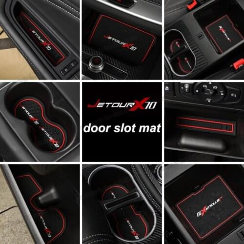 Lsrtw2017 Rubber Car Interio Door Slot Pad Armrest Storage Slots Mat for Chery Jetour X70 2018 2019 Accessories Auto