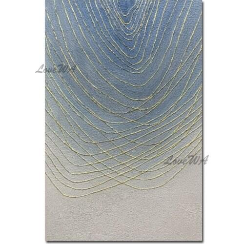 Hand Painted Golden Lines Textured Abstract Art Oil Paintings 1 Panel Set Wall Hangings Decor New Design Canvas Pictures Art