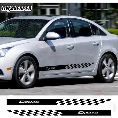 For-Chevrolet Cruze 2pcs Car Long Side Stripes Skirt Decor Stickers Auto Sport Styling Tuning Accessories Sticker Vinyl Decals