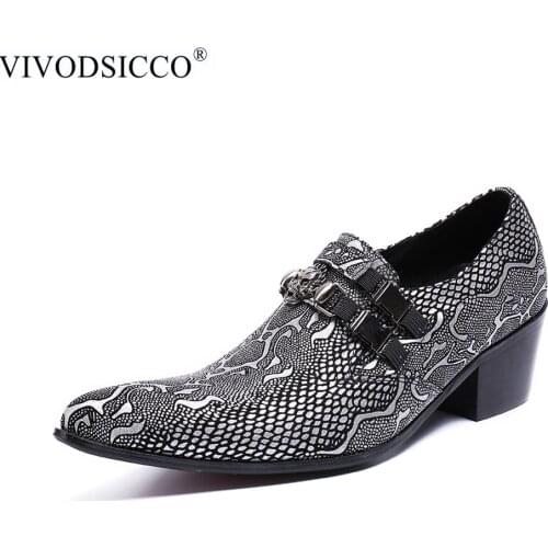 VIVODSICCO New Business Luxury Men Dress Shoes Man Genuine Leather Wedding Shoes Social Sapato Male Oxfords High Heels Shoes