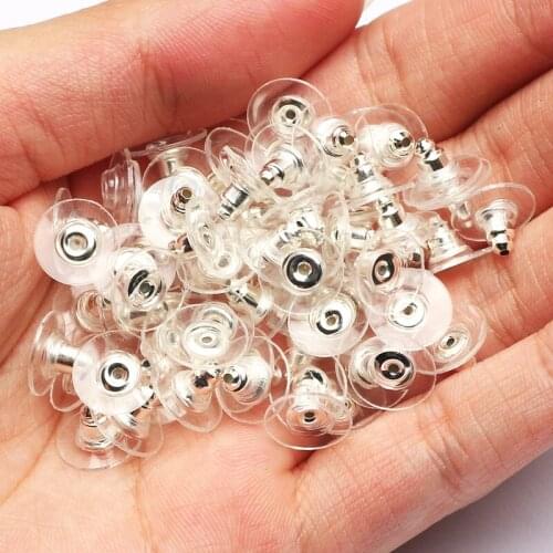 10x6mm 100pcs Rubber Earring Backs Hooks Stoppers Round Ear Plug Blocked Caps Earring Sleeves For Jewelry Making DIY Accessories
