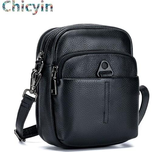 Womens Bag Leather Walking Bag Neutral Straddle Bag 2021 New Small Square Bag Three Layer Single Shoulder Mobile Phone Bag