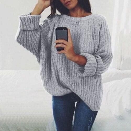 Winter Sweater Women Pullover Knit Clothes Women Solid Oversized Sweater 2XL Plus Size Pull Femme Nouveaute 2019