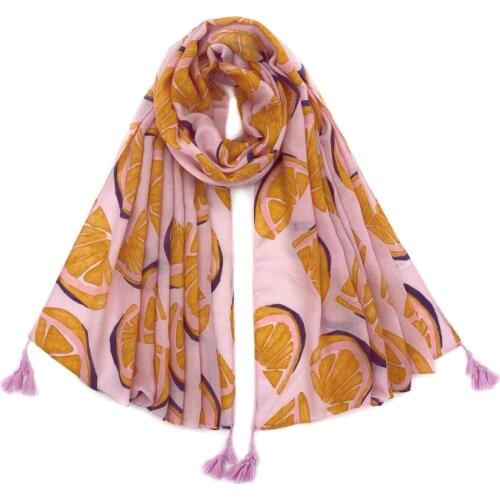 2021 Fashion Newest Fruti Printed Pattern Cotton Tassel Scarf Shawls Wraps Hijabs 10pcs/lot