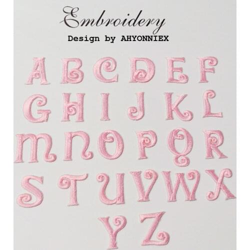 26 Pink Blue English Alphabet Embroidered Patches For Clothes Bag Stick Iron On Letters Lace Applique DIY Accessory Name Patch