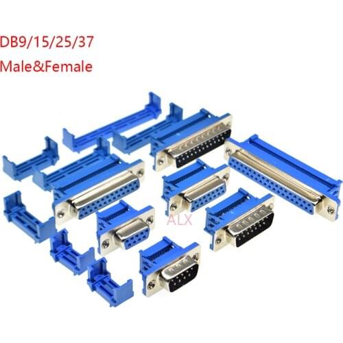 5PCS DB9 DB15 DB25 DB37 DIDC9/DIDC15/DIDC25/DIDC37 male female plug serial port connector idc crimp type D-SUB rs232 adapter
