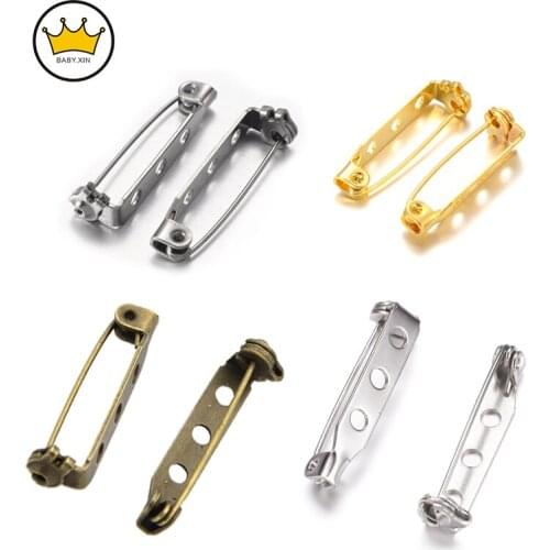 50PCS/Lot 27mm Multicolor Brooch Clip Base Pins Safety Pins Brooch Settings Blank Base For DIY Jewelry Making Supplies