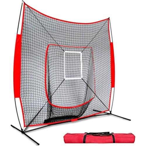 7x7 ft Softball Baseball Practice Net With Frame Hitting Pitching Batting Catching Backstop Equipment Training Aids Strike Zone