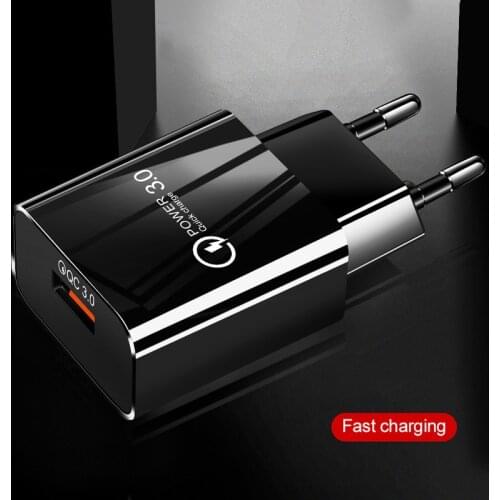 18W Quick Charge 3.0 Wall USB Fast Charging Adapter for iPhone 11 Pro Max EU/US Plug Mobile Phone Charger for Huawei Mate 30 Pro