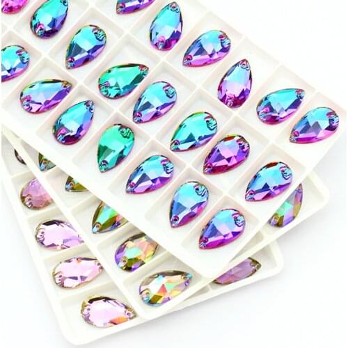 11x18mm Drop Shaped Shining Glitter Bright Craft Gems K9 Glass Strass Flatback Sew-on Rhinestones Appliques for Diy Craft Christmas Clothing Garment Decoration Jewelry accessories Beads Craft