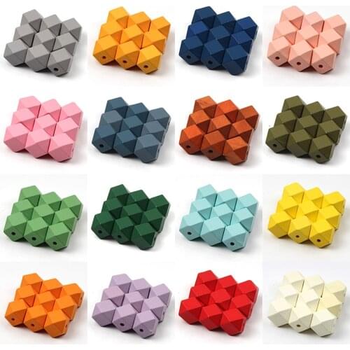 10/12/20mm Natural Wood Beads Faceted Unfinished Geometric Wood Loose Spacer Beads For Jewelry Making DIY Necklace Bracelets